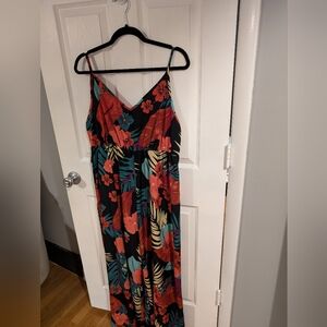 Wide Leg Tropical Print Romper Sz 1XL